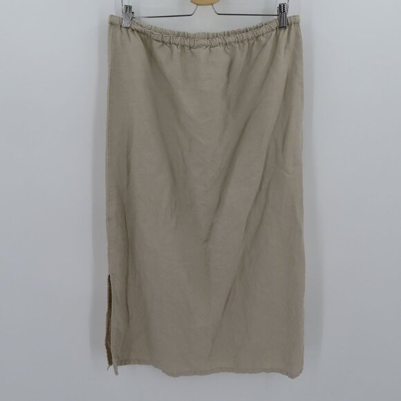 Outfit JPR Womens Large Solid Beige Pure Linen Skirt Drawstring Waist Lagenlook - Picture 9 of 15